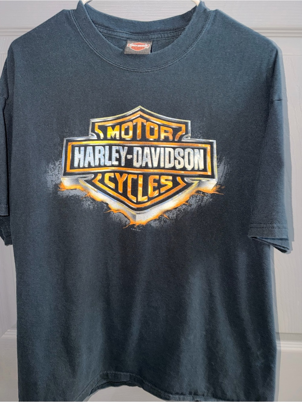 Harley-Davidson Black T-Shirt with Orange and White Logo /Naples Florida